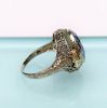 Picture of Art Deco Era 14K White Gold Filigree With Gold Accents, Green Enamel & Synthetic Spinel Ring
