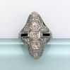Picture of Art Deco Era Platinum Filigree, Diamond & Sapphire Ring