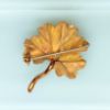 Picture of Vintage 18K Italian Gold Leaf Brooch With Six 2Mm Pink Sapphires