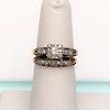 Picture of 1950'S 14K Yellow & White Gold & Diamond Engagement Ring & Wedding Band Set