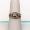 Picture of Vintage 1950'S 14K Yellow & White Gold & Diamond Engagement Ring & Wedding Band Set