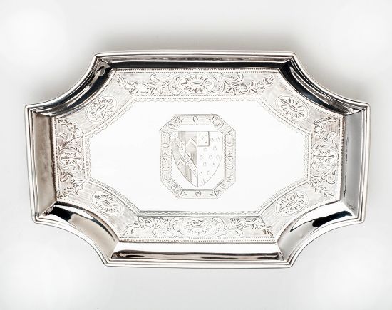 Picture of Antique 1810 English Sterling Silver Card Tray, Made in London