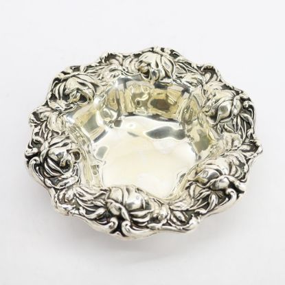 Picture of Antique Art Nouveau Frank M. Whiting Sterling Silver Bowl with Roses on Rim