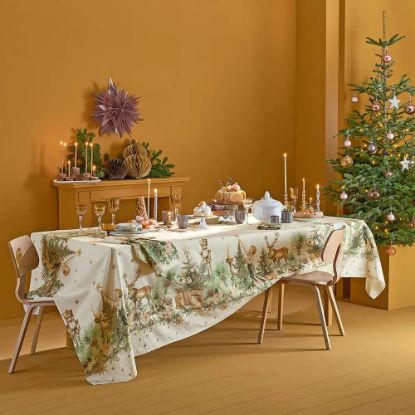 Picture of Garnier-Thiebaut 61x61" 'Noel Vintage Dore' Printed Tablecloth