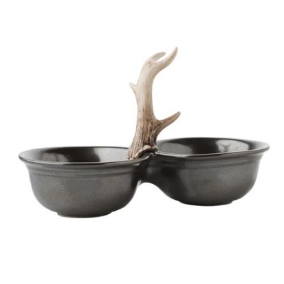 Picture of Juliska 'Forest Pewter' 2-Part Snack Serving Bowl with Faux Antler Accent