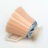 Picture of Rare Antique 1906-1930 Lenox Ribbed Demitasse Cup & Saucer in Peach with Blue Vine Details