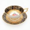 Picture of Vintage 1939-1949 Paragon Double Warrant Bone China Tea Cup & Saucer in Cobalt Blue with Heavy Gilding