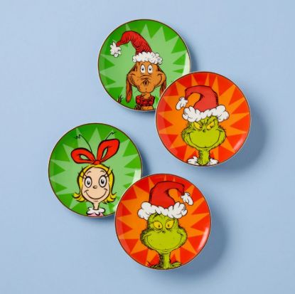 Picture of 'Merry Grinchmas' Set of 4 Tidbit Plates, Assorted