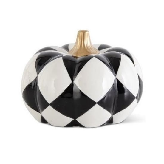 Picture of K&K Interiors Small Black & White Ceramic Pumpkin