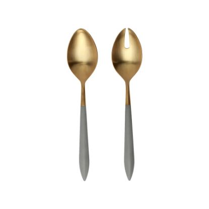Picture of Vietri Ares Oro Light Gray 2-Piece Salad Server Set