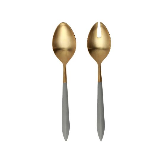 Picture of Vietri Ares Oro Light Gray 2-Piece Salad Server Set