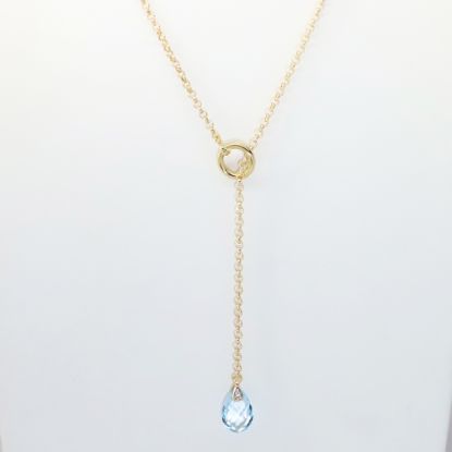 Picture of 14k Yellow Gold Aquamarine & Diamond Necklace 