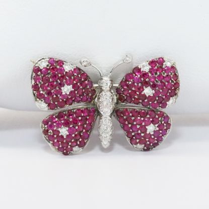 Picture of 18k White Gold Ruby & Diamond Butterfly Brooch 