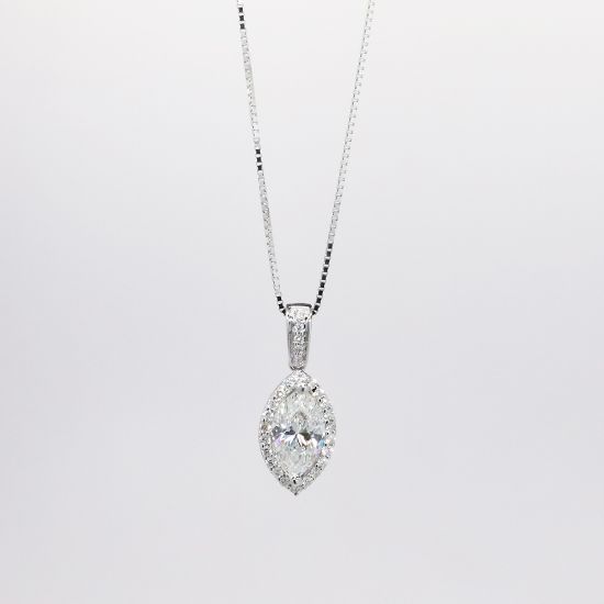 Picture of 14k White Gold 1.07CT Marquise Diamond Necklace 