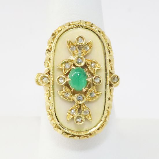 Picture of 18k Yellow Gold Emerald & Diamond Ring 