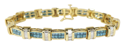 Picture of 14k Yellow Blue Diamond Bracelet 