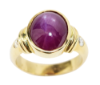 Picture of Men's 18k Yellow Gold & Star Ruby Ring with Diamond Accents