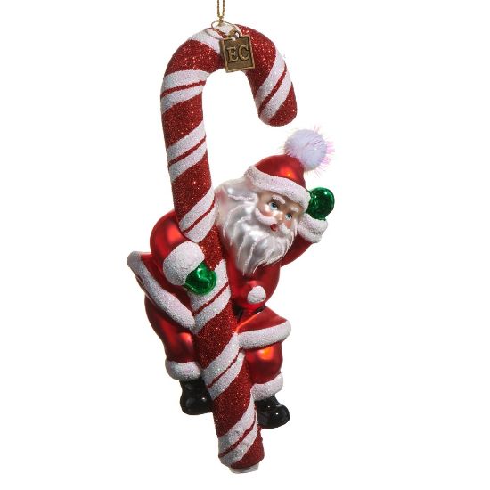 Picture of Blown Glass Santa & Candy Cane Ornament