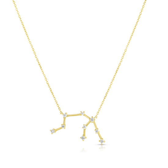 Picture of 14k Yellow Gold Aquarius Diamond Constellation Zodiac Necklace