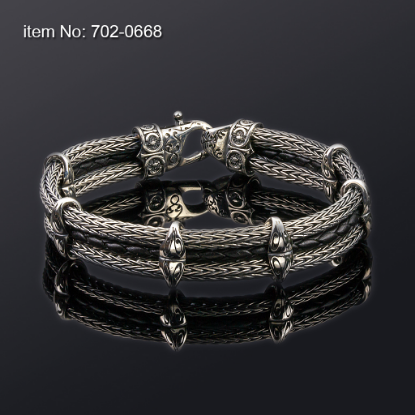 Picture of AXION Sterling Silver Bracelet with Black Leather
