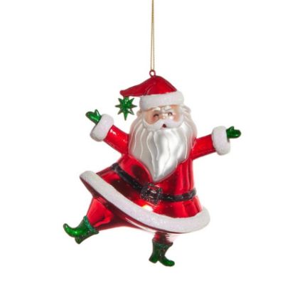 Picture of Red Dancing Santa Blown Glass Ornament