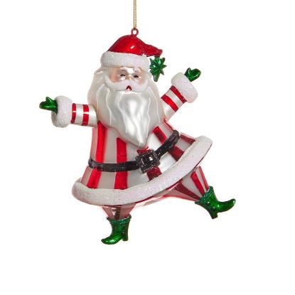 Picture of Striped Dancing Santa Blown Glass Ornament