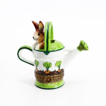 Picture of Limoges Porcelain Watering Can with Rabbit Inside Trinket Box 