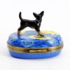 Picture of Limoges Porcelain Black & Tan Chihuahua on Van Gogh Inspired Stars & Sunflowers Trinket Box 