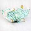 Picture of Herend Porcelain Bunny with One Paw Up Figurine #5335 in Green Fishnet