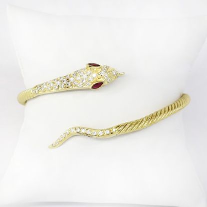 Picture of 18k Yellow Gold Victorian Revival Pavé Set Diamond Snake Bracelet