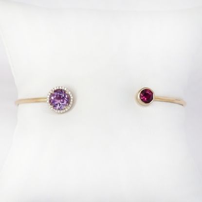 Picture of 18k Rose Gold Garnet and Amethyst Diamond Cuff Bracelet