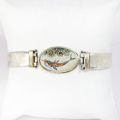 Picture of 950 Silver and 14k gold Mosaic Bracelet with Dolphin Motif