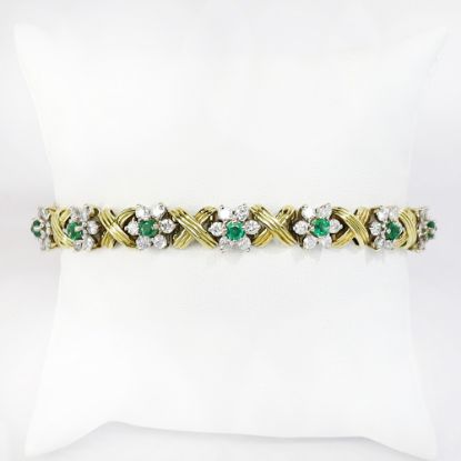 Picture of 18k Two Tone Gold Diamond and Emerald Bracelet
