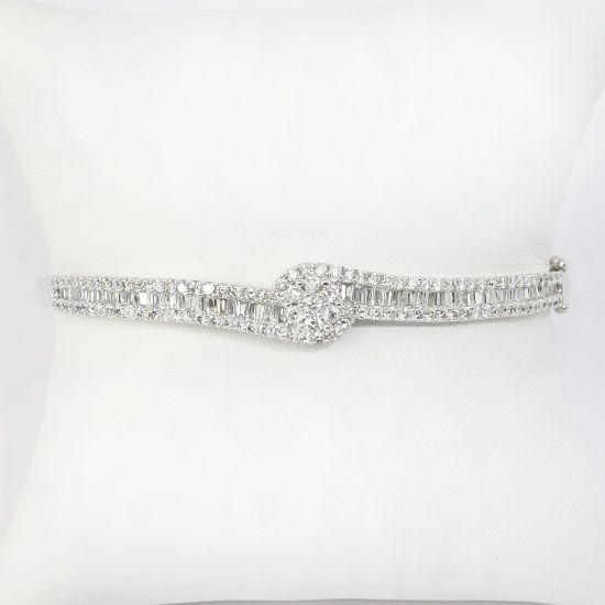 Picture of 14k White Gold & Diamond Hinged Bangle Bracelet 
