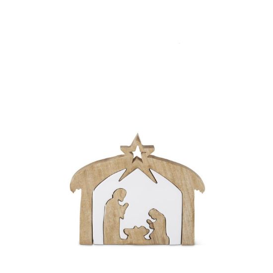 Picture of 5.5" Mango Wood & Enamel Nativity