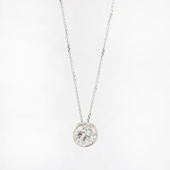Picture of 14k White Gold Solitaire Diamond Necklace 