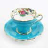 Picture of 1930's Aynsley Bone China Turquoise Tea Cup & Saucer with Floral Interior