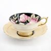 Picture of Vintage Paragon Bone China Peach Tea Cup & Saucer with Hand Painted Pink Cabbage Rose 