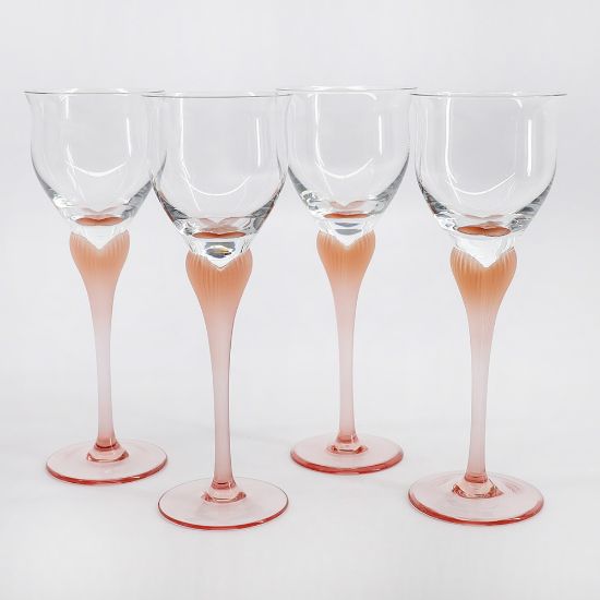 Picture of Set of 4 Mikasa 'Sea Mist' Coral Frosted Stem Fluted Wines Glasses