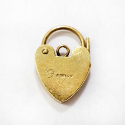 Picture of Vintage English 9k Gold Heart Shaped Padlock Charm by Fred Manshaw Ltd.