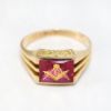 Picture of Antique 1920's Men's 10k Yellow Gold & Synthetic Ruby Freemason's Ring