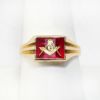 Picture of Antique 1920's Men's 10k Yellow Gold & Synthetic Ruby Freemason's Ring