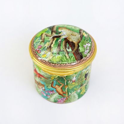 Picture of Rare Halcyon Days Enameled 'The Rain Forest' Trinket Box
