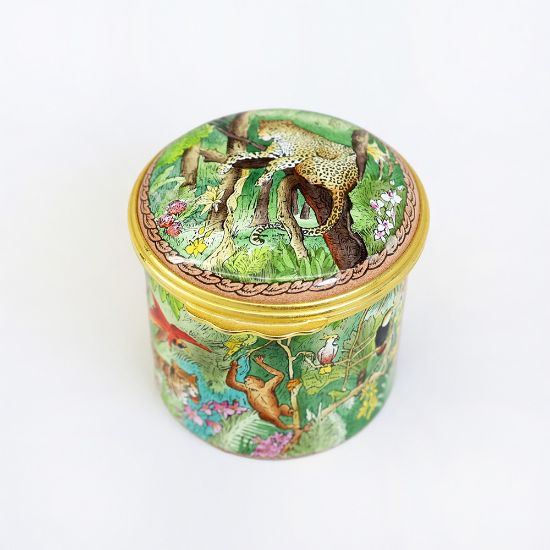 Picture of Rare Halcyon Days Enameled 'The Rain Forest' Trinket Box