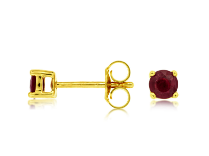 Picture of 14k Yellow Gold Round Ruby Earring Studs