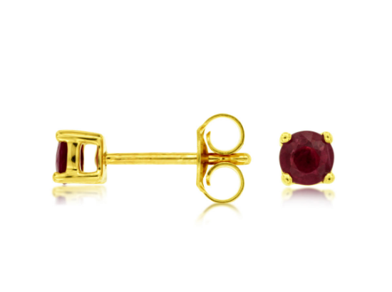 Picture of 14k Yellow Gold Round Ruby Earring Studs