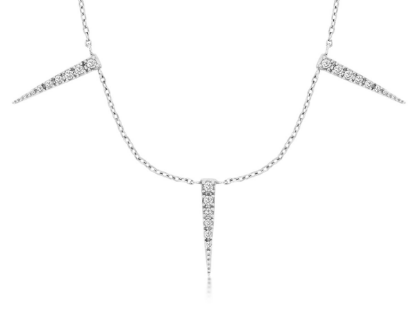 Picture of 14k White Gold Five Diamond Stations Necklace