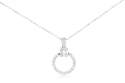 Picture of 14k White Gold Open Circle Diamond Pendant