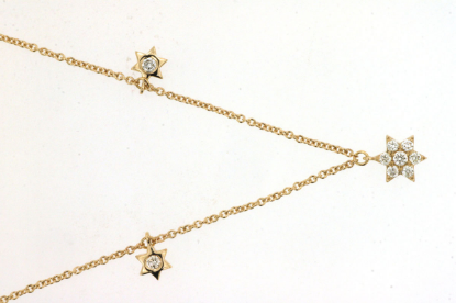Picture of 14k Yellow Gold Five Stations Diamond Star Necklace