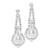 Picture of Platinum, South Sea Pearl Drops & Diamond Earrings by Raymond C. Yard